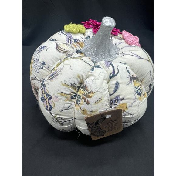 Boho Cottage Handmade Fabric Stuffed Pumpkin Made In India Halloween Fall - Picture 3 of 10